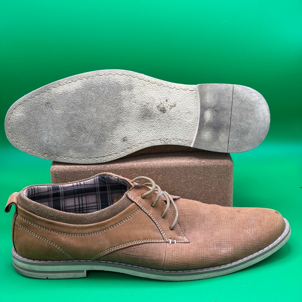 Steve Madden Ferraro Oxford Dress Shoe Mens 10.5 Tan Suede Leather Lace Up Derby